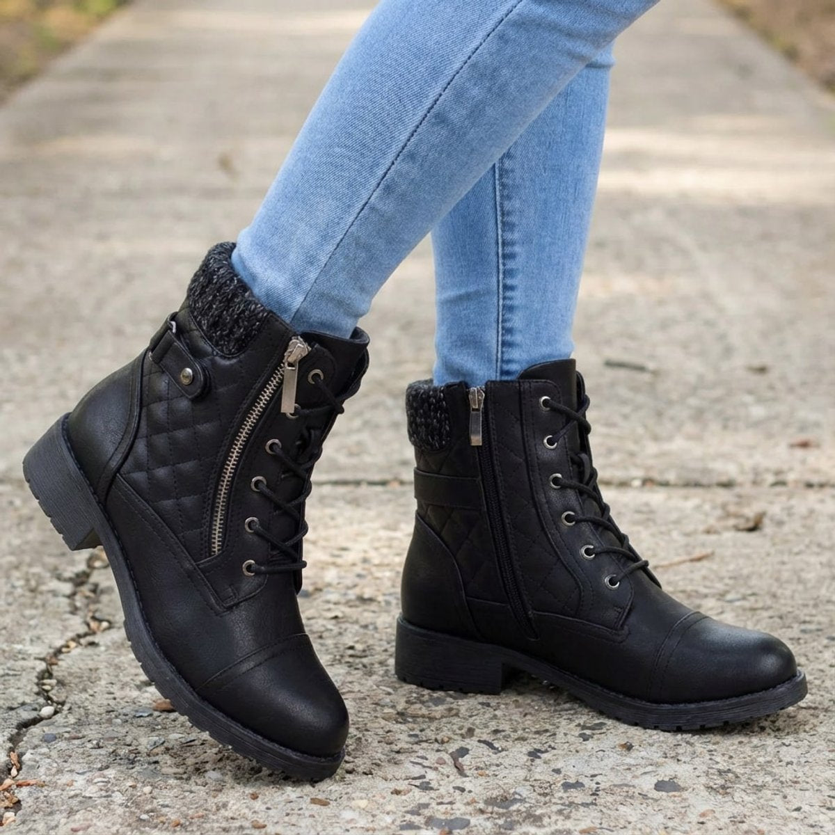 Women's Quilted Leather Ankle Boots
