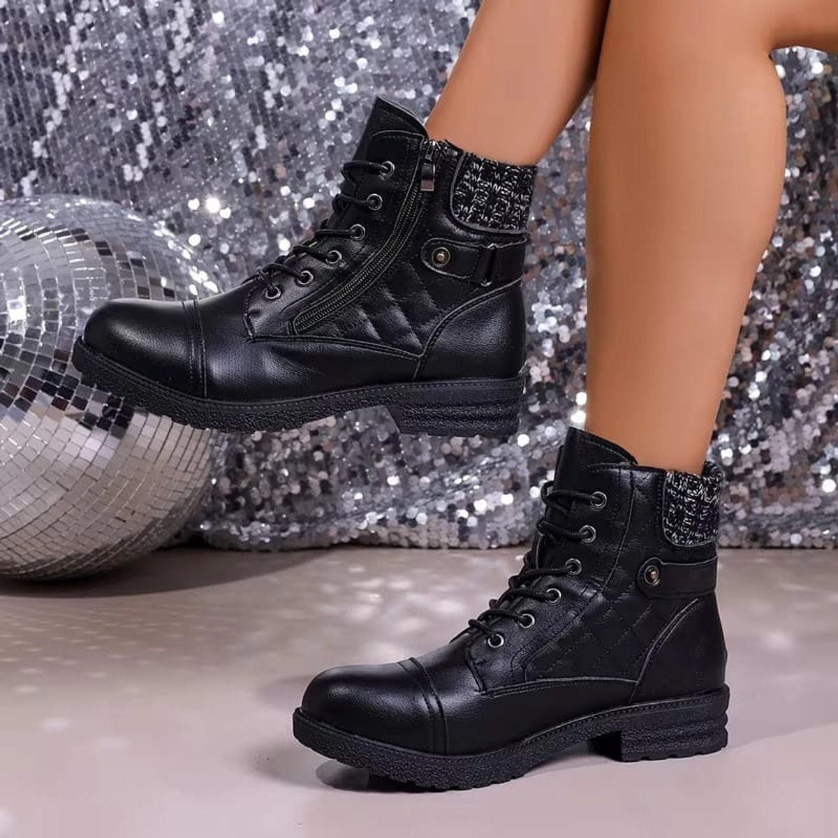 Women's Quilted Leather Ankle Boots