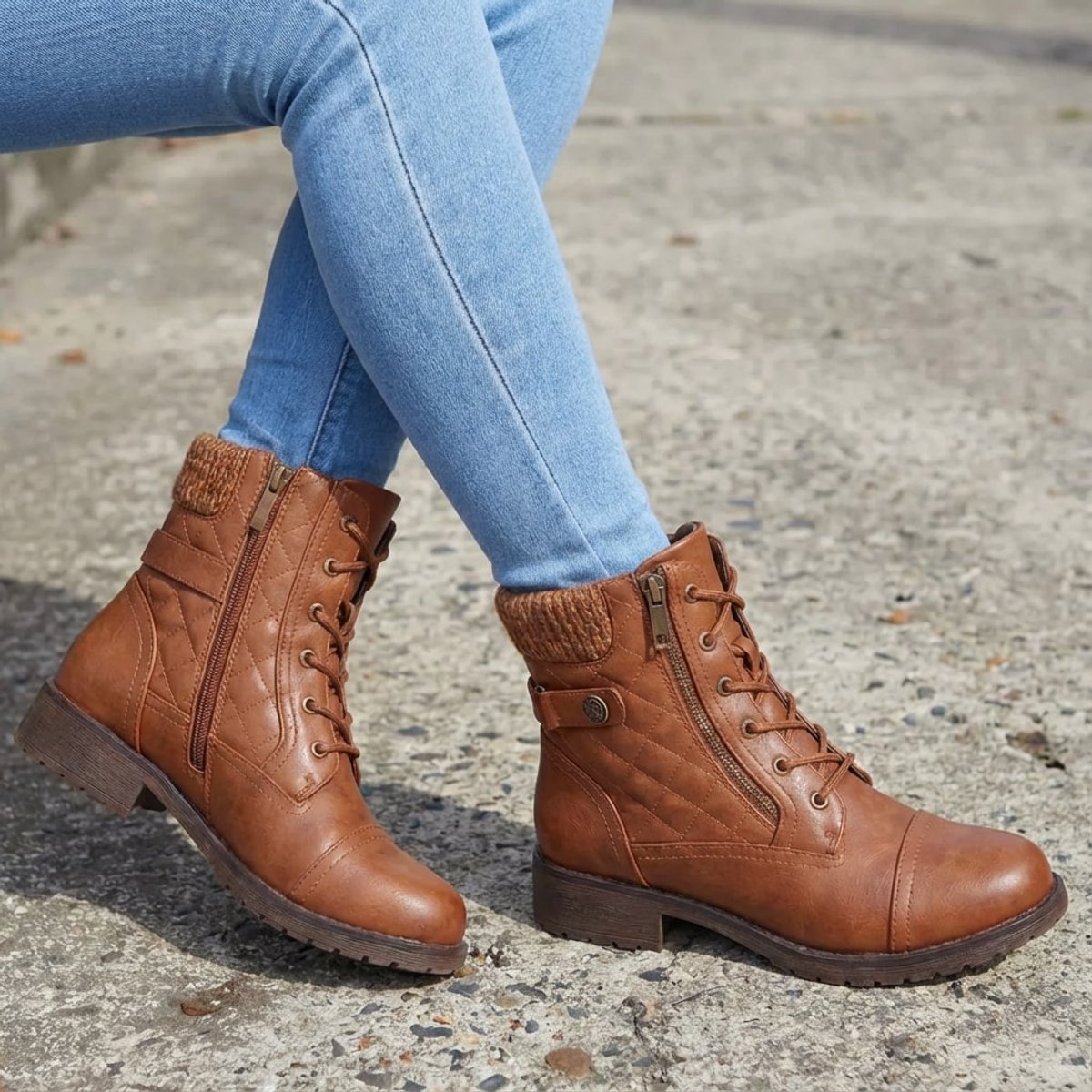 Women's Quilted Leather Ankle Boots