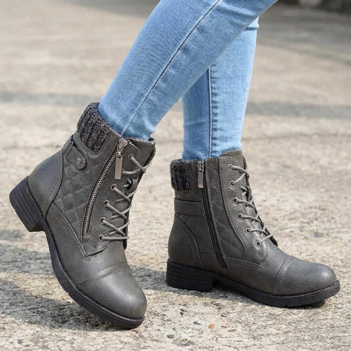 Women's Quilted Leather Ankle Boots
