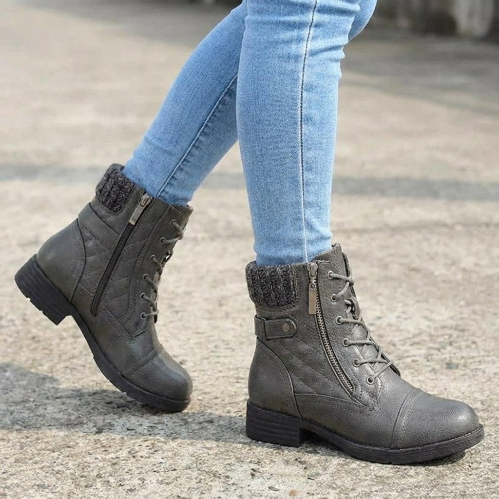 Women's Quilted Leather Ankle Boots