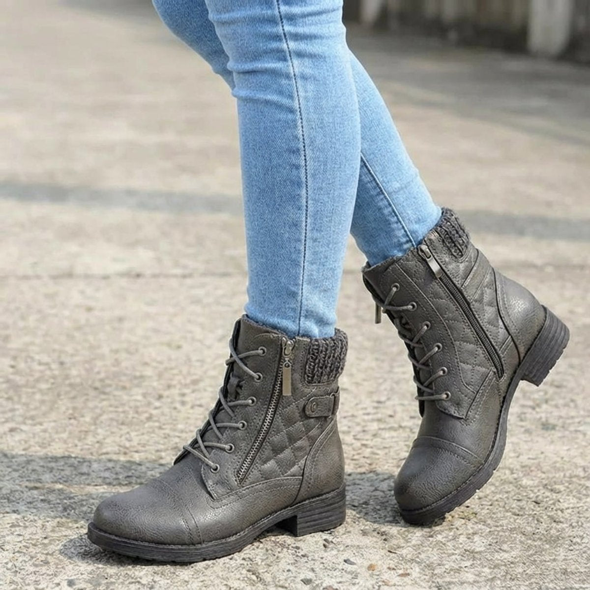 Women's Quilted Leather Ankle Boots