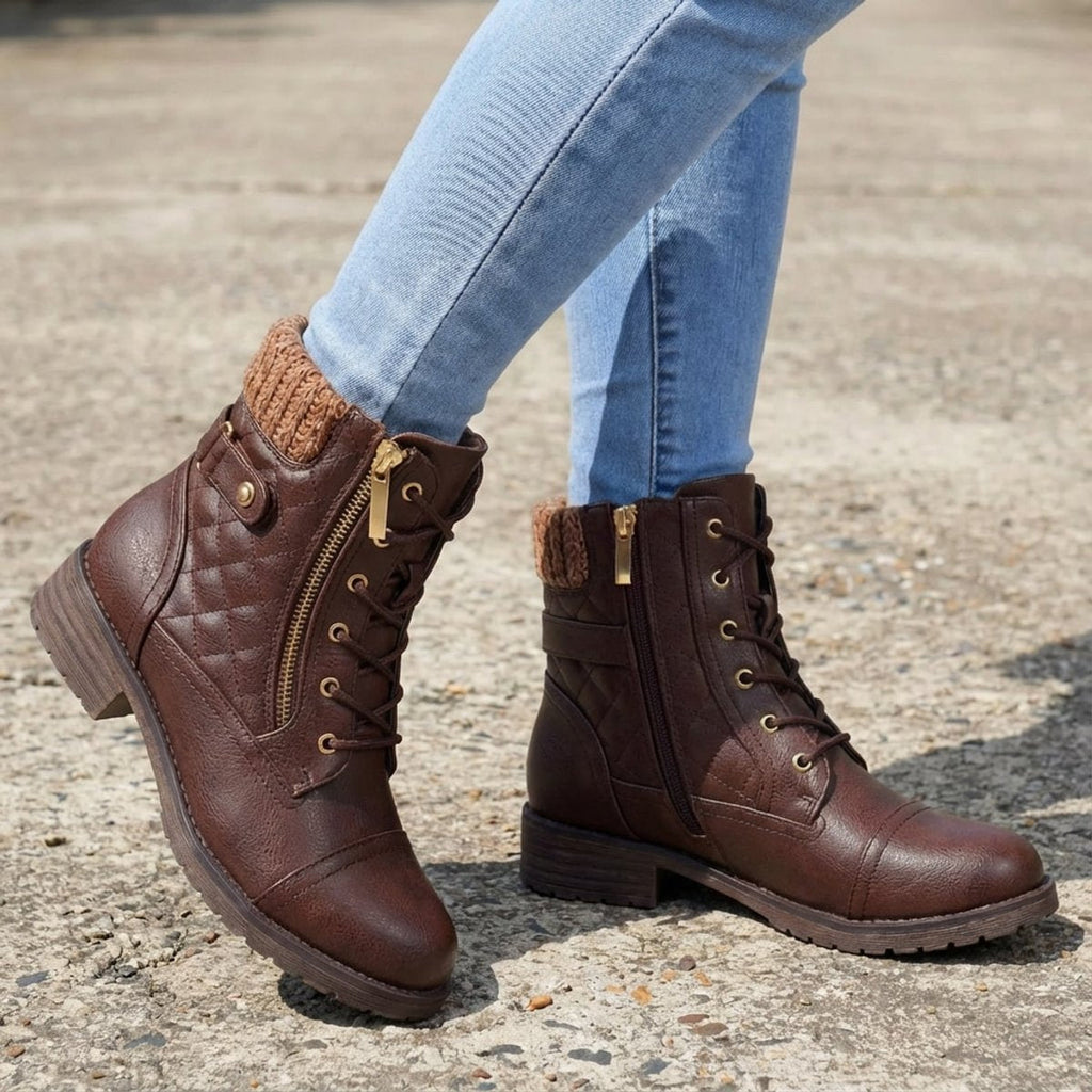 Women's Quilted Leather Ankle Boots