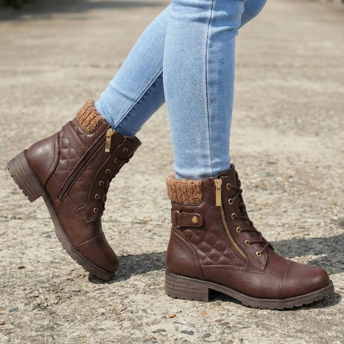 Women's Quilted Leather Ankle Boots