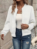 Women's Cropped Textured Bomber Jacket