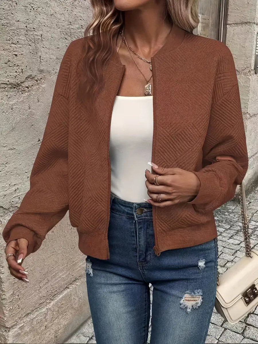 Women's Cropped Textured Bomber Jacket