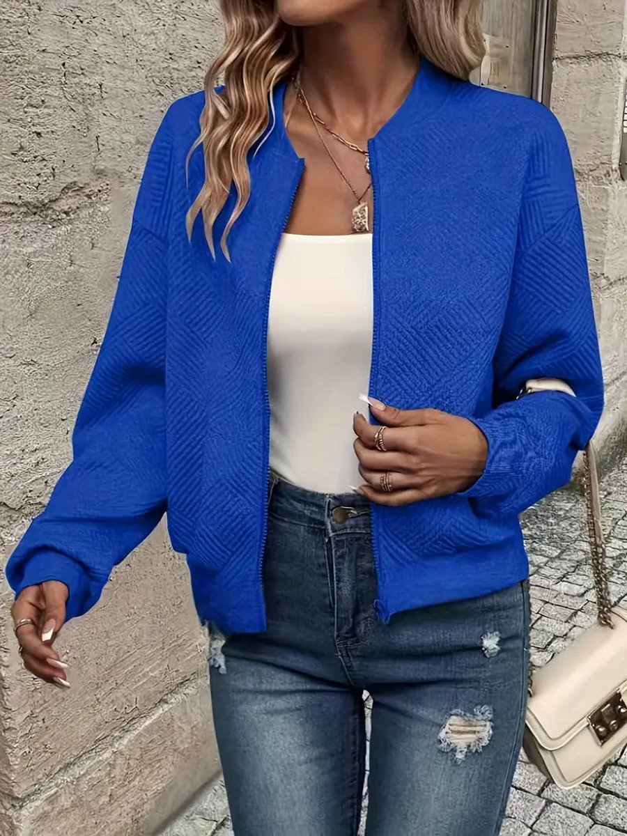Women's Cropped Textured Bomber Jacket