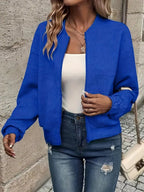 Women's Cropped Textured Bomber Jacket