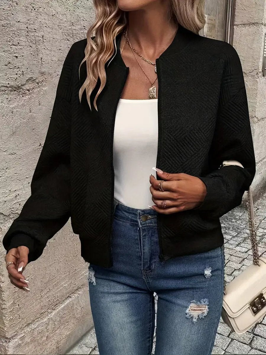Women's Cropped Textured Bomber Jacket