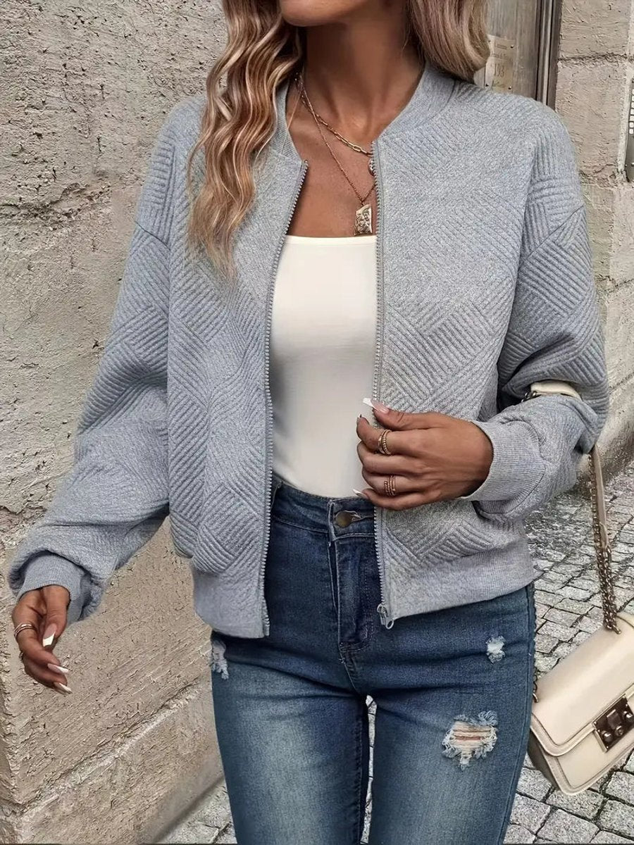 Women's Cropped Textured Bomber Jacket