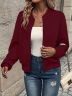 Women's Cropped Textured Bomber Jacket