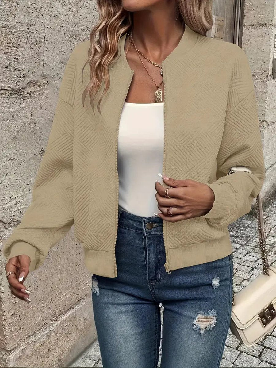 Women's Cropped Textured Bomber Jacket