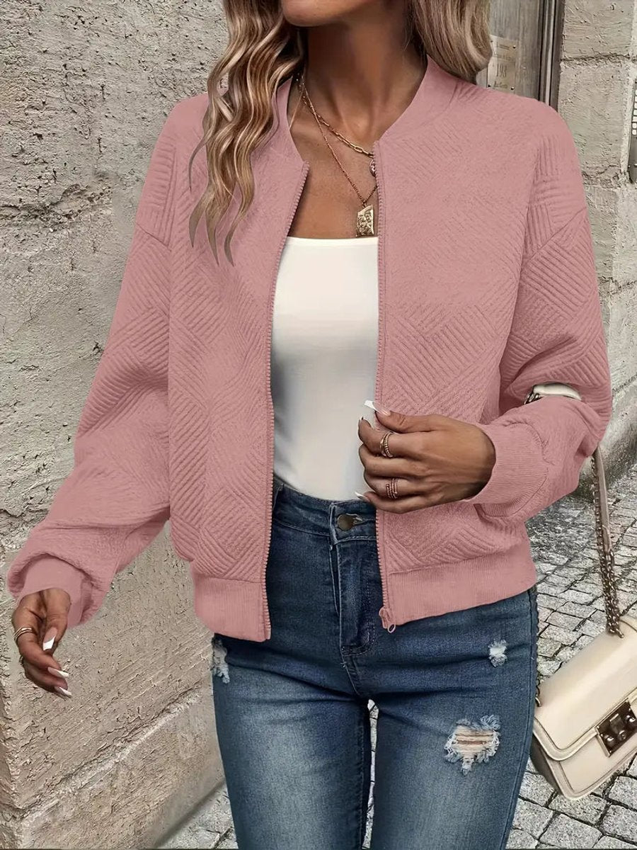 Women's Cropped Textured Bomber Jacket