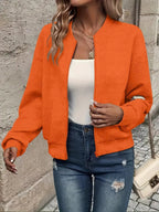 Women's Cropped Textured Bomber Jacket