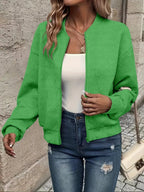 Women's Cropped Textured Bomber Jacket