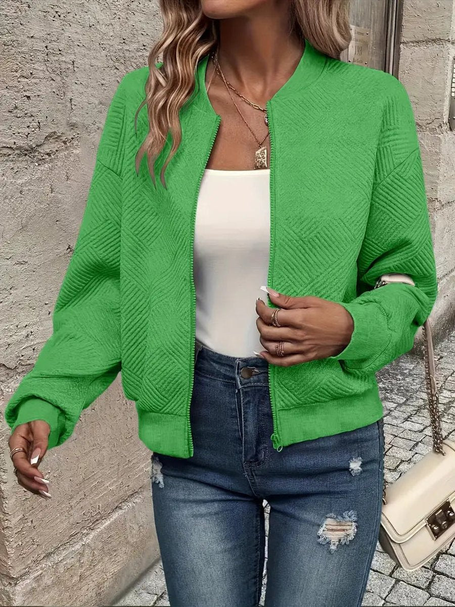 Women's Cropped Textured Bomber Jacket