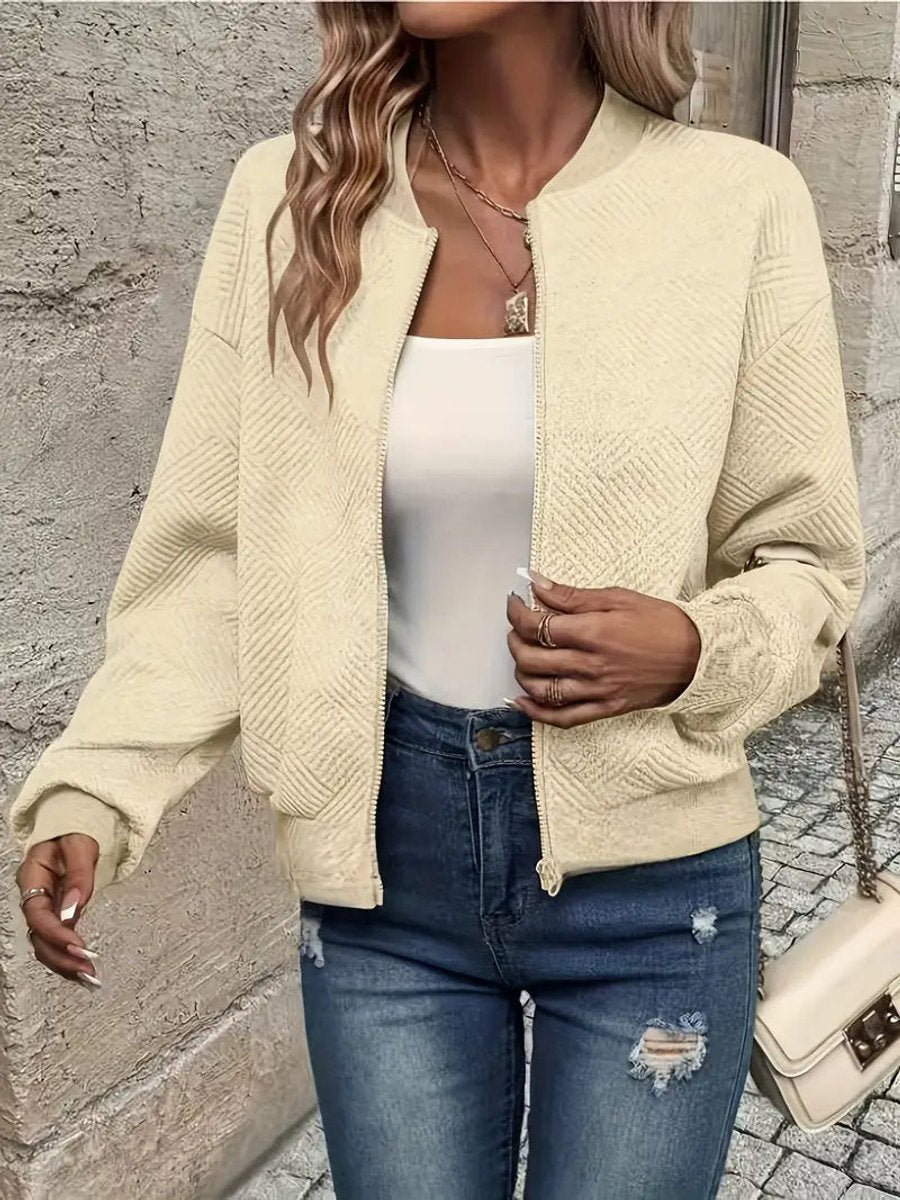 Women's Cropped Textured Bomber Jacket