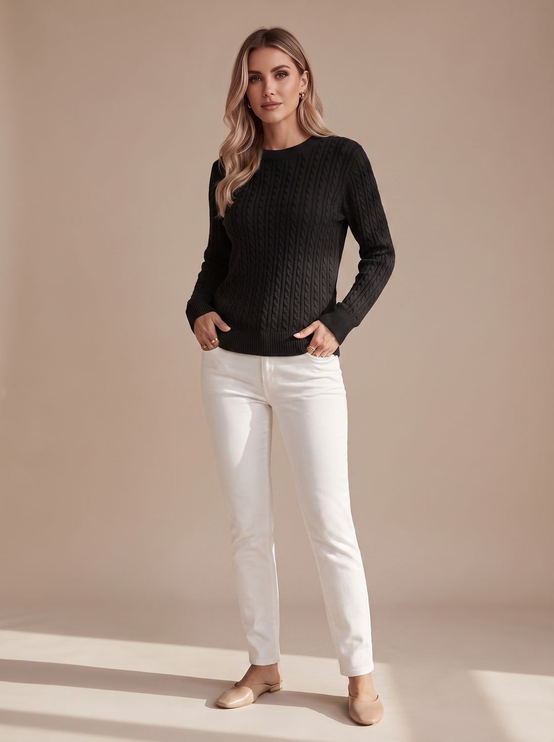 Women's Relaxed Cable Knit Jumper