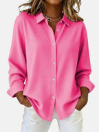 Women's Long-Sleeve Button-Down Collared Blouse
