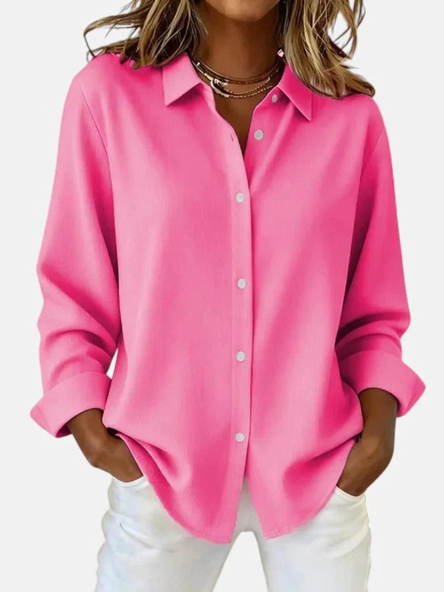 Women's Long-Sleeve Button-Down Collared Blouse