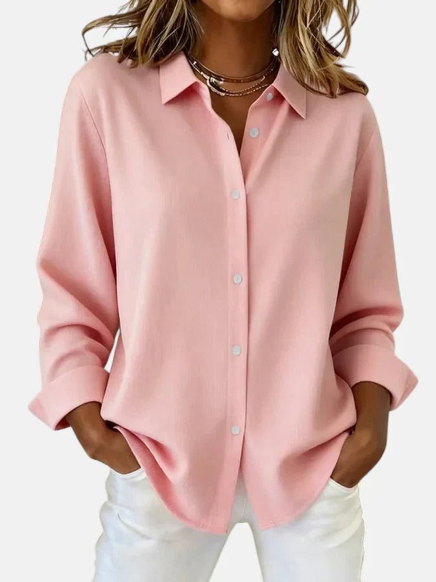 Women's Long-Sleeve Button-Down Collared Blouse