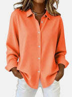 Women's Long-Sleeve Button-Down Collared Blouse