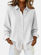 Women's Long-Sleeve Button-Down Collared Blouse
