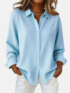 Women's Long-Sleeve Button-Down Collared Blouse