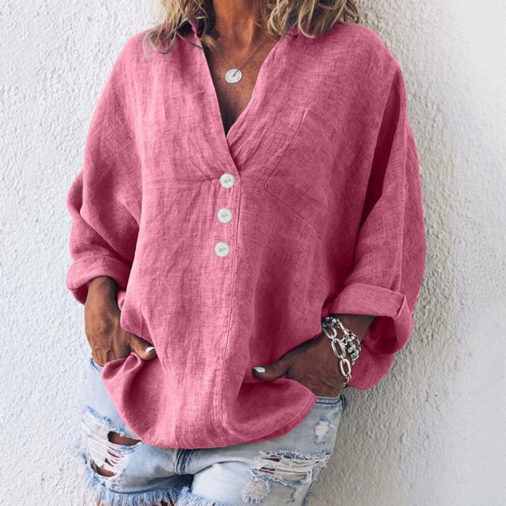 Women's Linen Button-Up Jumper