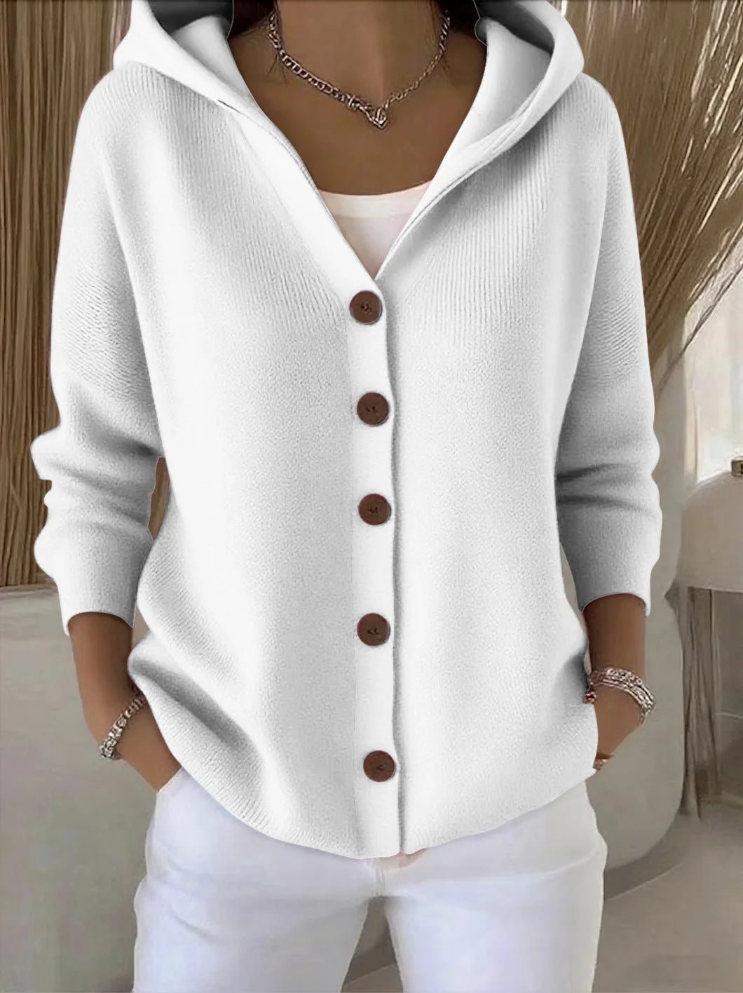 Women's Hooded Button-Front Cardigan