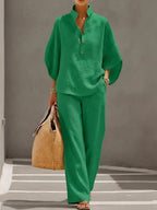 Women's Wide Leg Linen Co-Ord