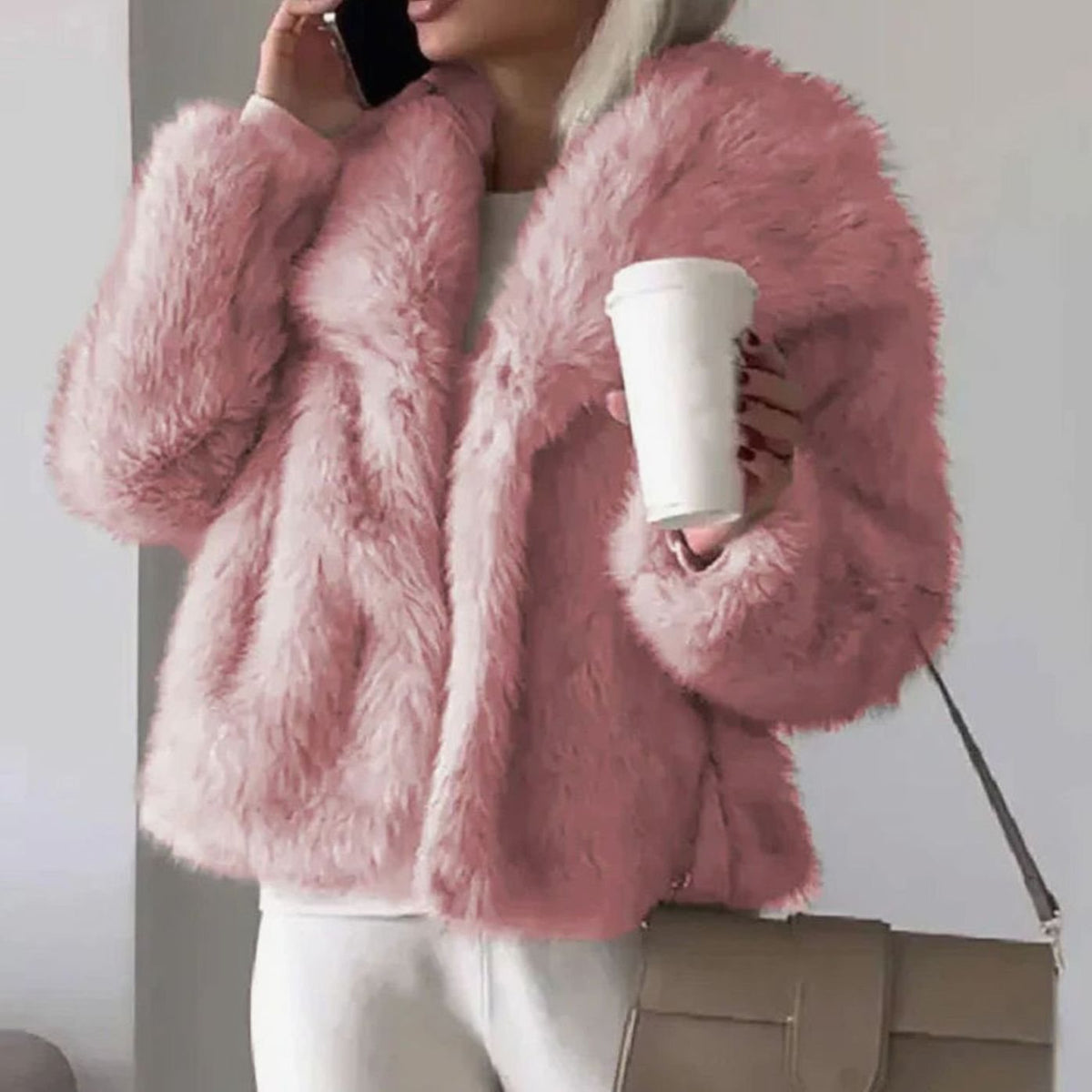 Women's Open-Front Faux Fur Jacket