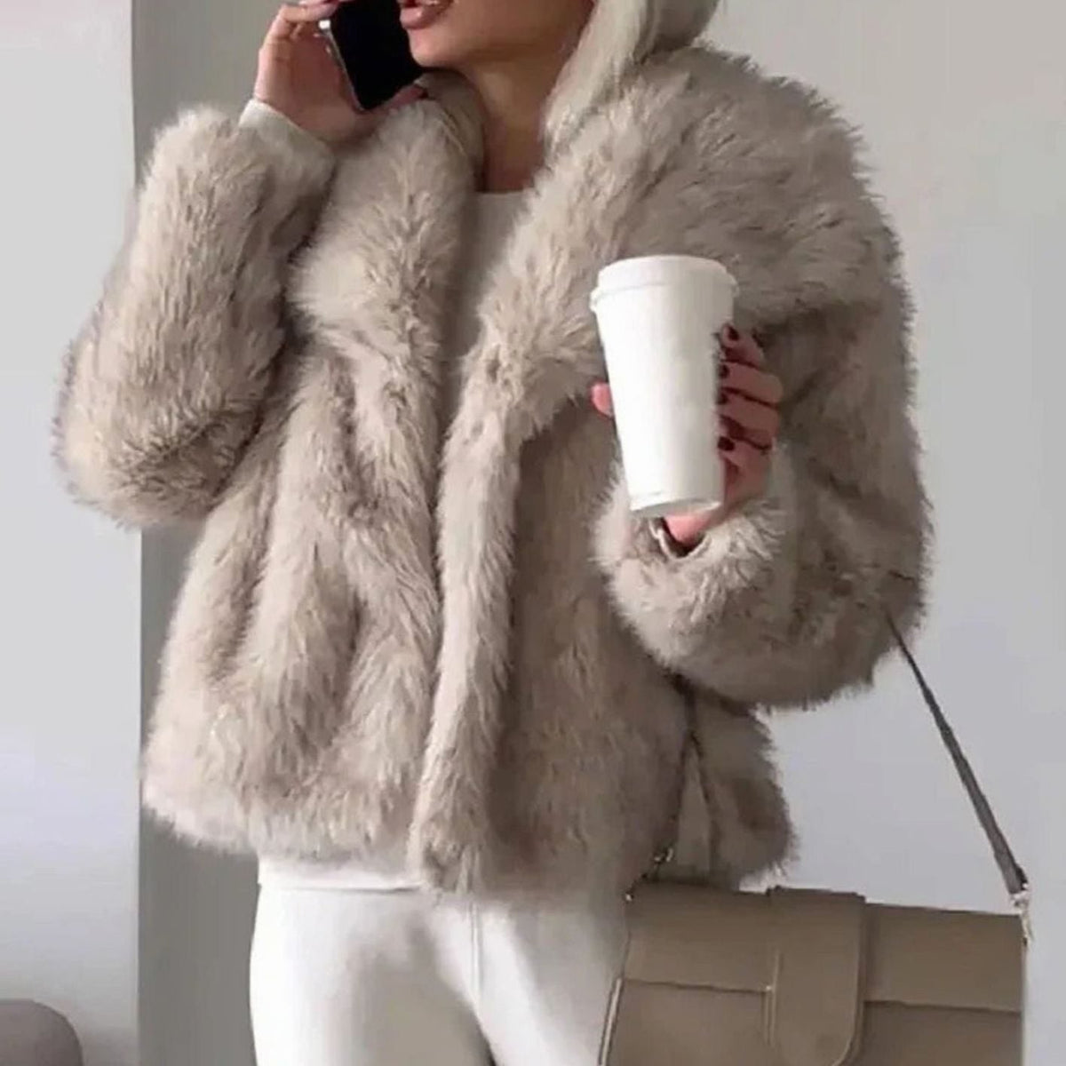Women's Open-Front Faux Fur Jacket