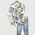 Women's Floral Ruffle-Sleeve Blouse