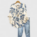 Women's Floral Ruffle-Sleeve Blouse