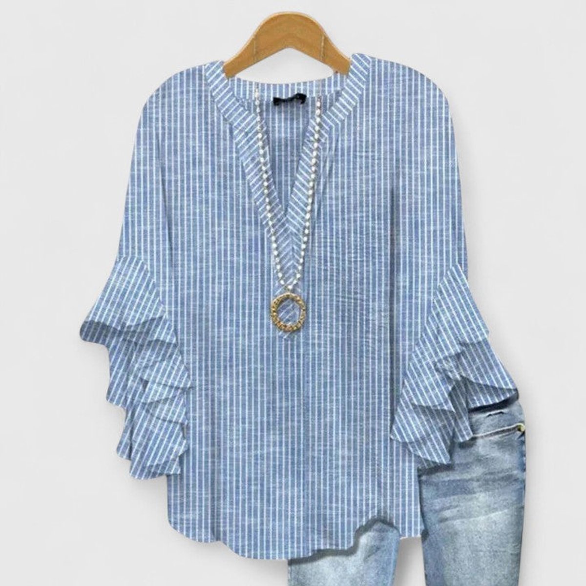 Women's Floral Ruffle-Sleeve Blouse