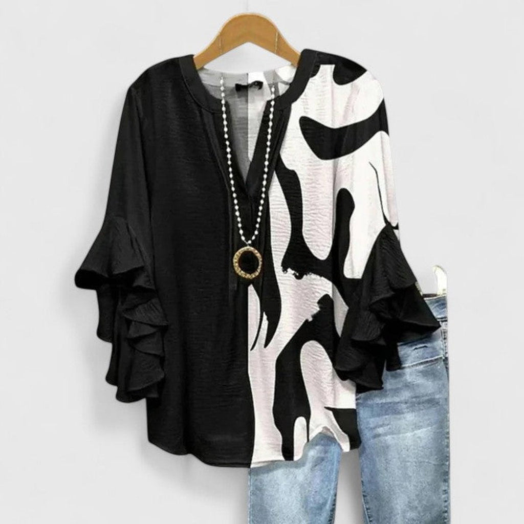 Women's Floral Ruffle-Sleeve Blouse