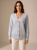 Women's V-Neck Heart-Button Cardigan