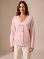 Women's V-Neck Heart-Button Cardigan