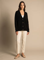 Women's V-Neck Heart-Button Cardigan