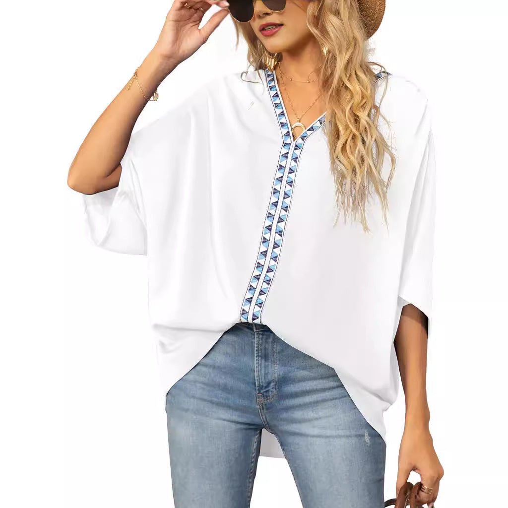 Women's Geometric Trim Tunic Top