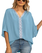 Women's Geometric Trim Tunic Top