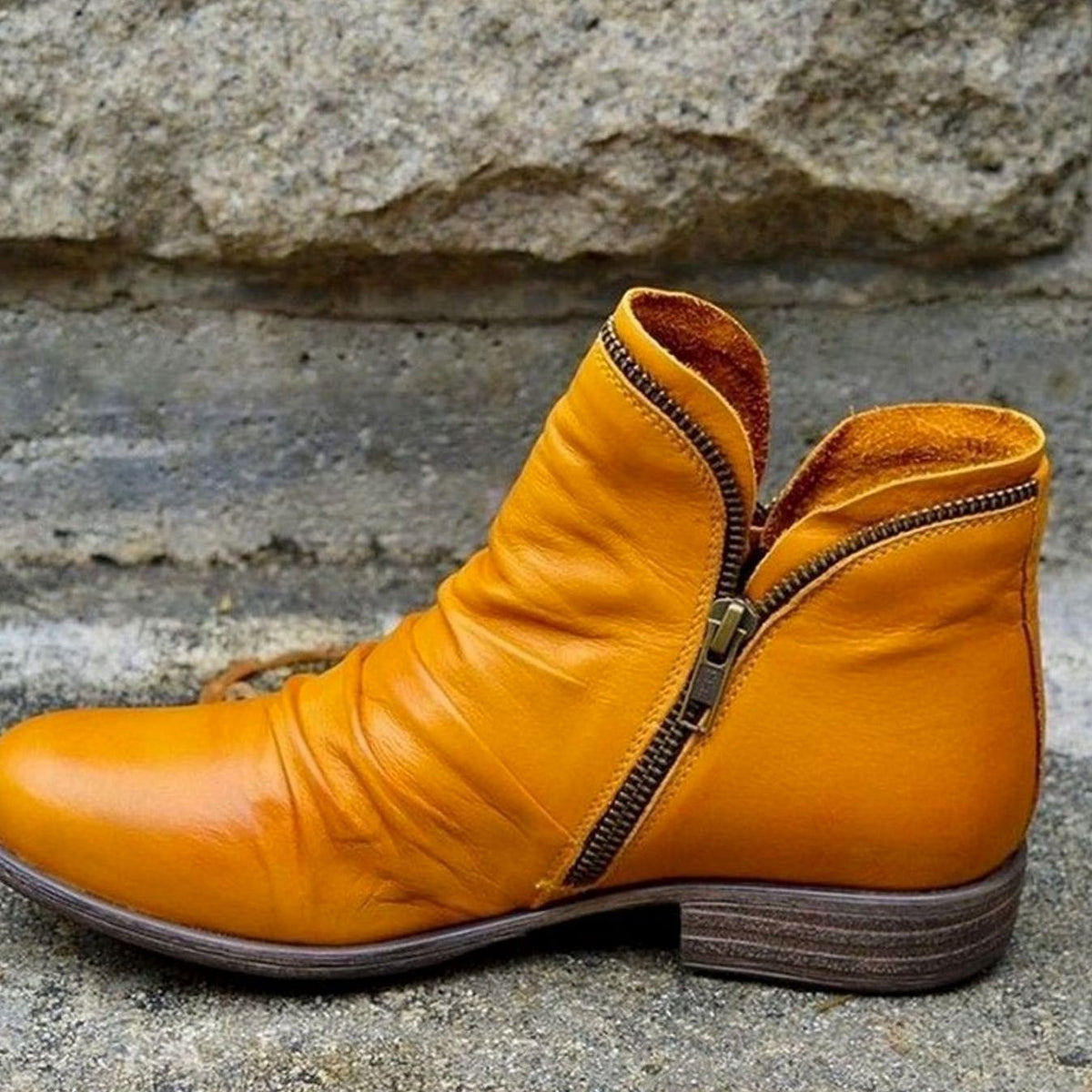 Women's Ruched Leather Ankle Boots