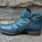 Women's Ruched Leather Ankle Boots