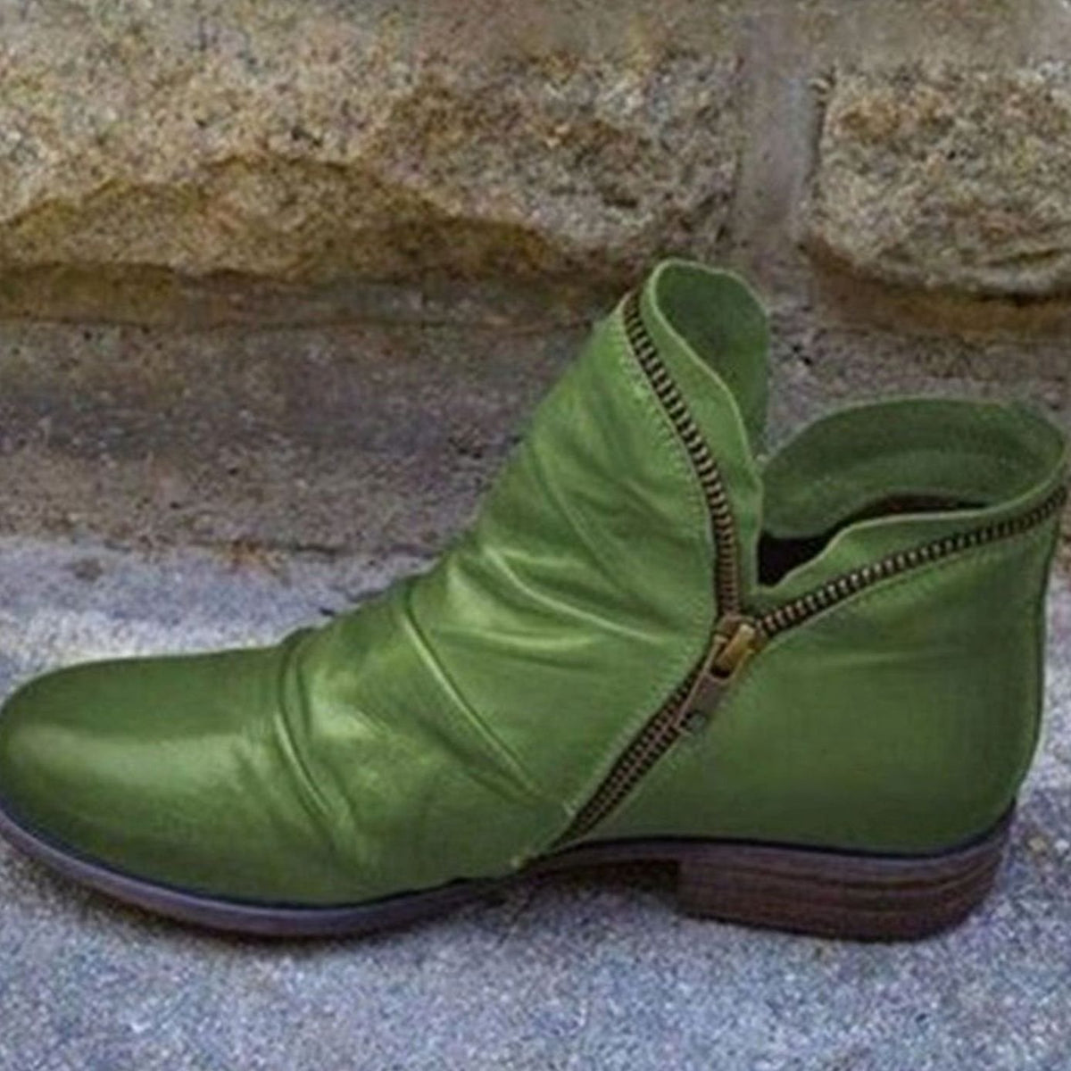 Women's Ruched Leather Ankle Boots