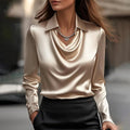 Women's Collared Satin Cowl Top