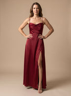 Women's Satin Maxi Dress High Slit