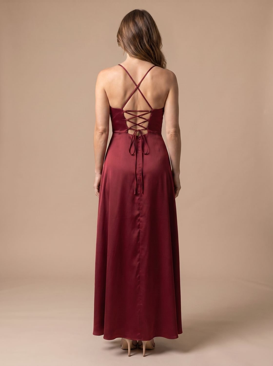 Women's Satin Maxi Dress High Slit