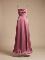 Women's Satin Maxi Dress High Slit