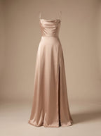 Women's Satin Maxi Dress High Slit